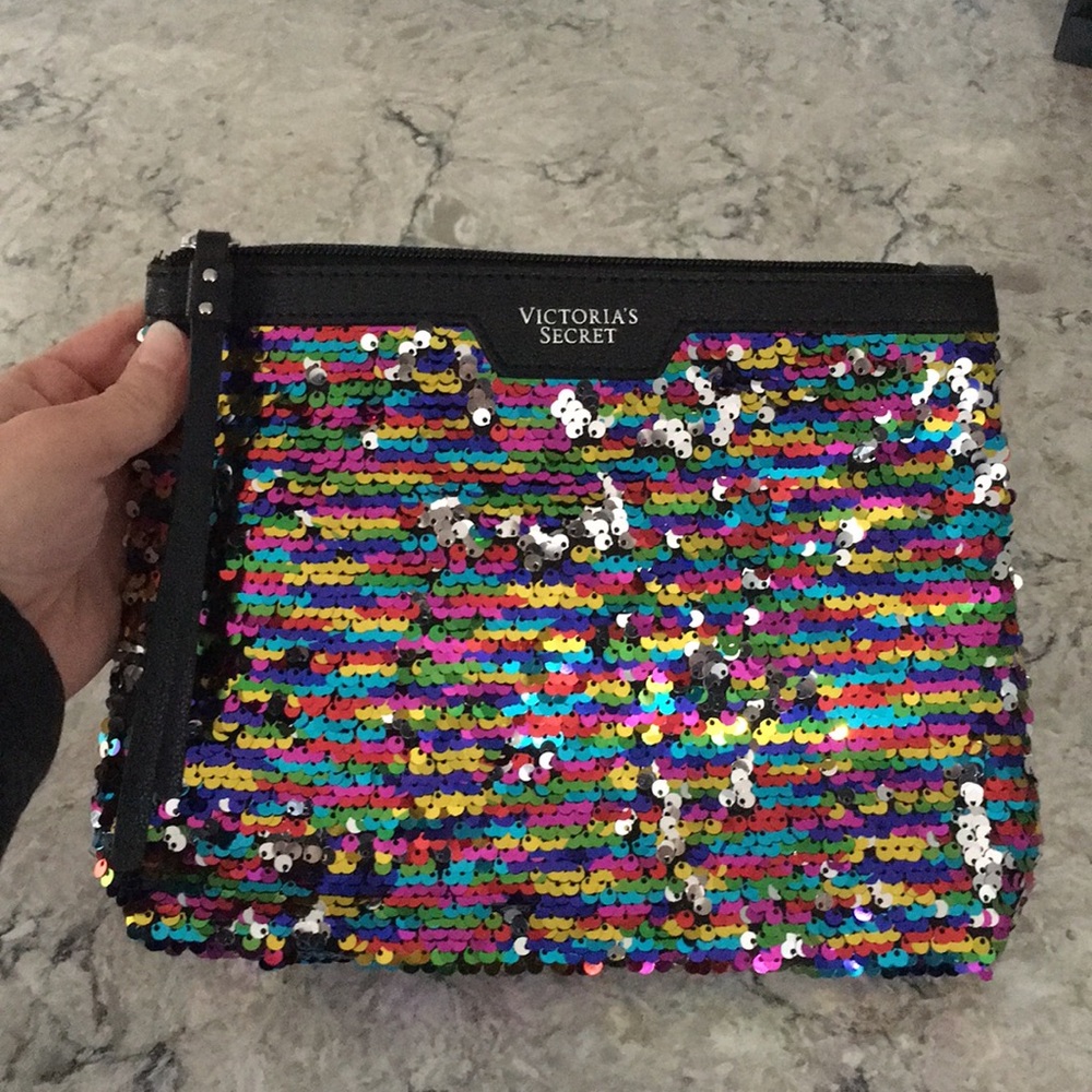 Victoria's Secret sequin makeup bag